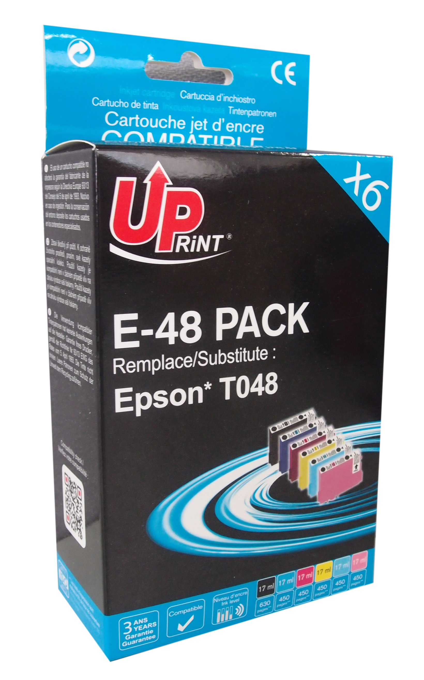 Uprint PACK 6 cartouches compatible EPSON T0487 remplace C13T04874020 N/C/M/J/LC/LM
