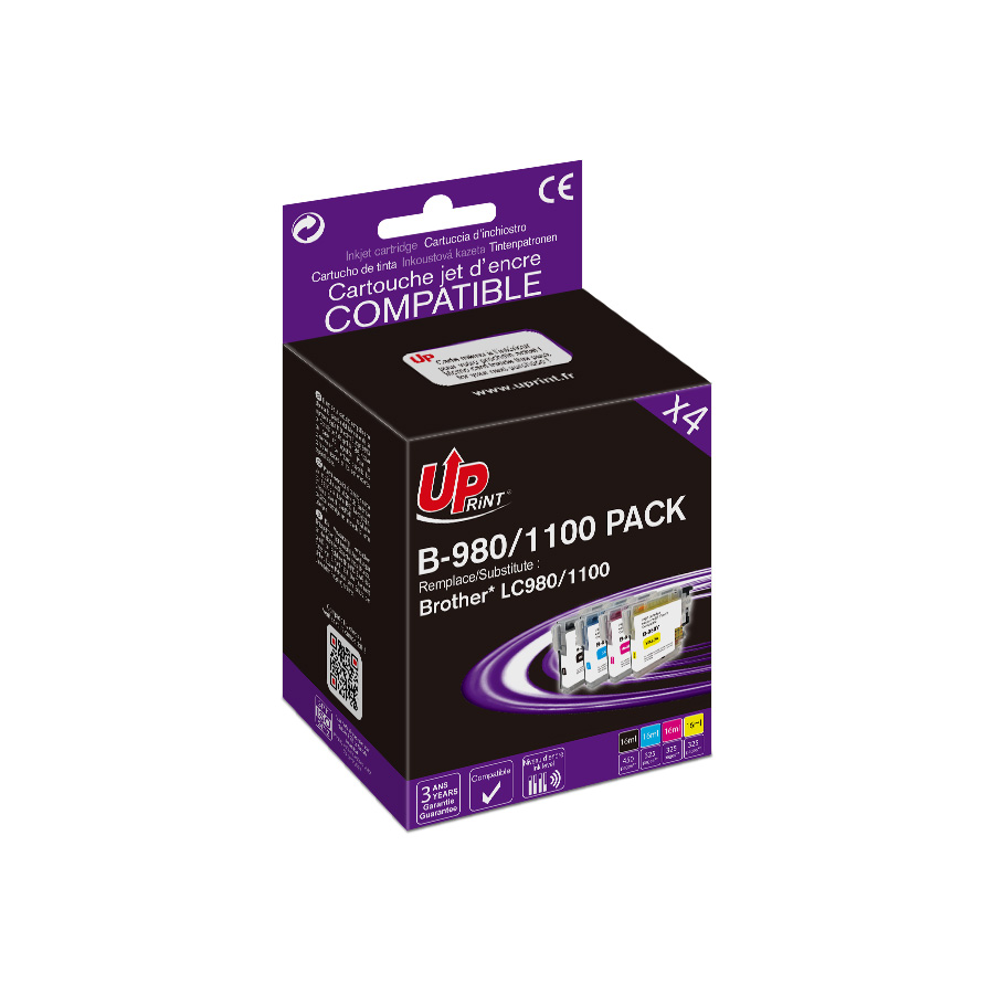 Uprint PACK 4 cartouches compatible BROTHER LC980/LC1100 N/C/M/J