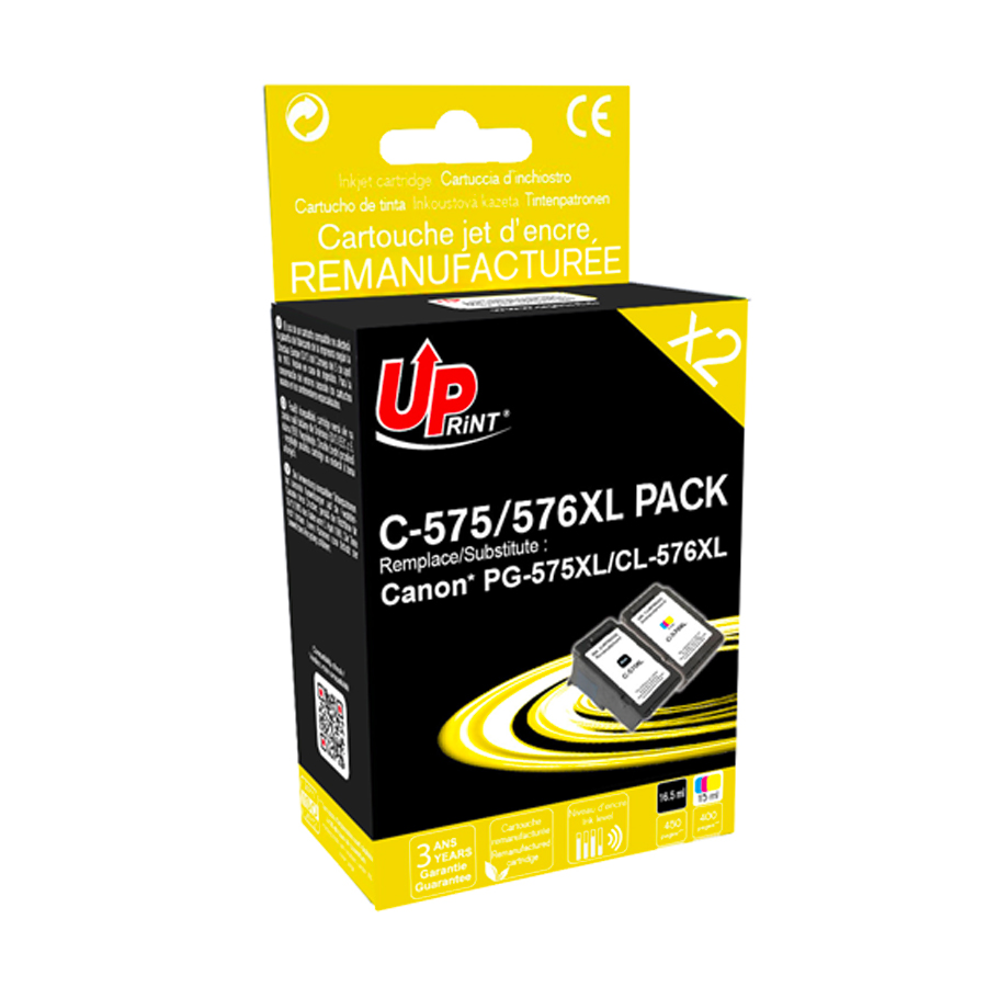 Uprint PACK 2 cartouches remanufacturéeS CANON PG575XL/CL576XLXL N/CL