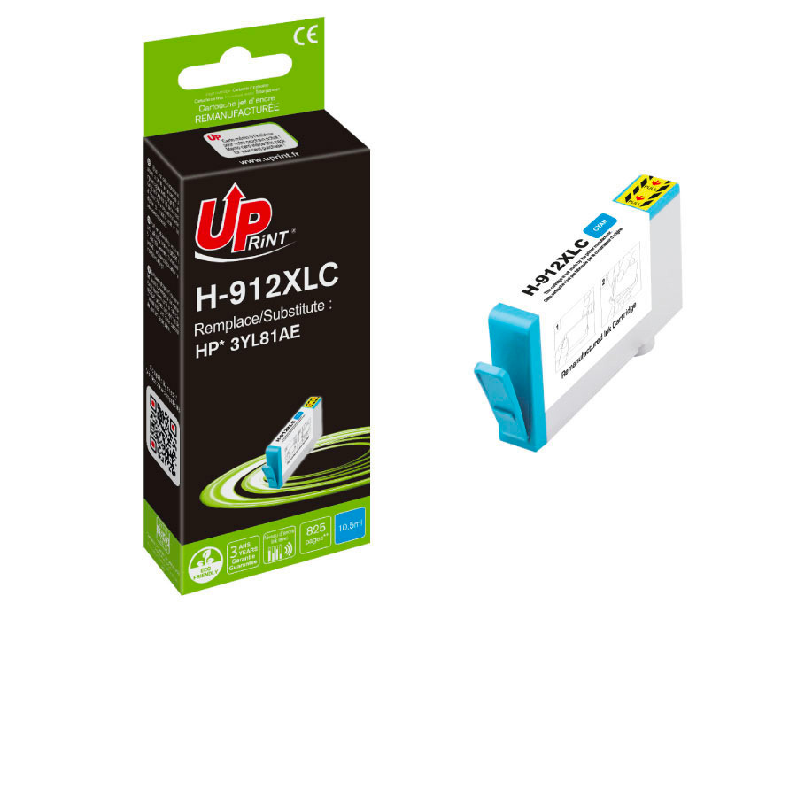Uprint cartouche remanufacturée HP 912XL NEW GENERATION remplace 3YL81AE Cyan