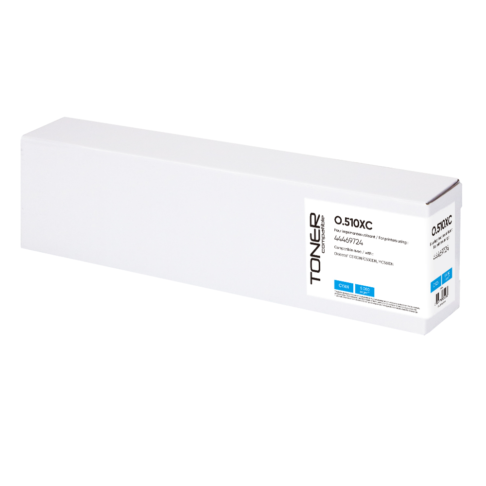 Toner compatible OKI 510 remplace 44469724 Cyan