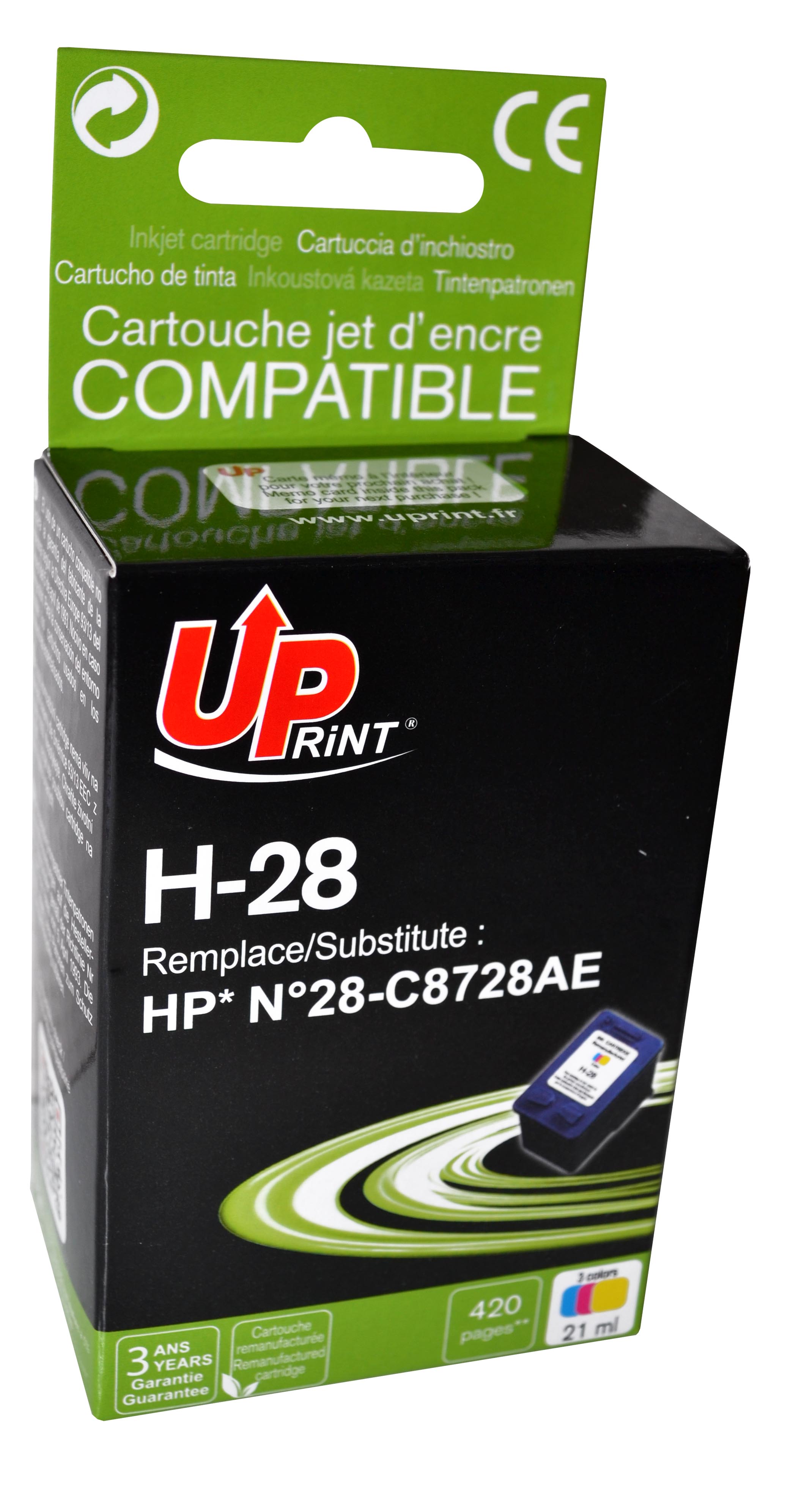 Uprint cartouche remanufacturée HP N°28 remplace C8728AE Couleur