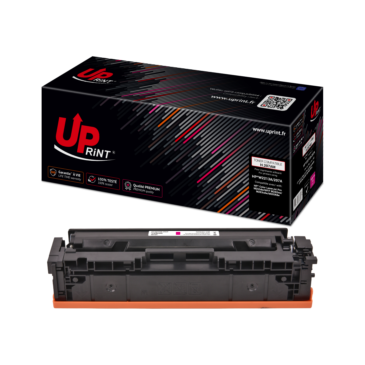 Uprint toner compatible HP 207A puce neuve avec niveau remplace W2213A Magenta