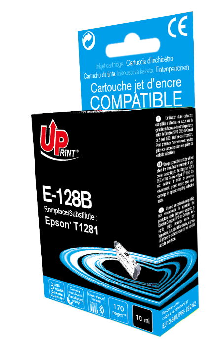 Uprint cartouche remanufacturée EPSON T1281 remplace C13T12814011 Noir