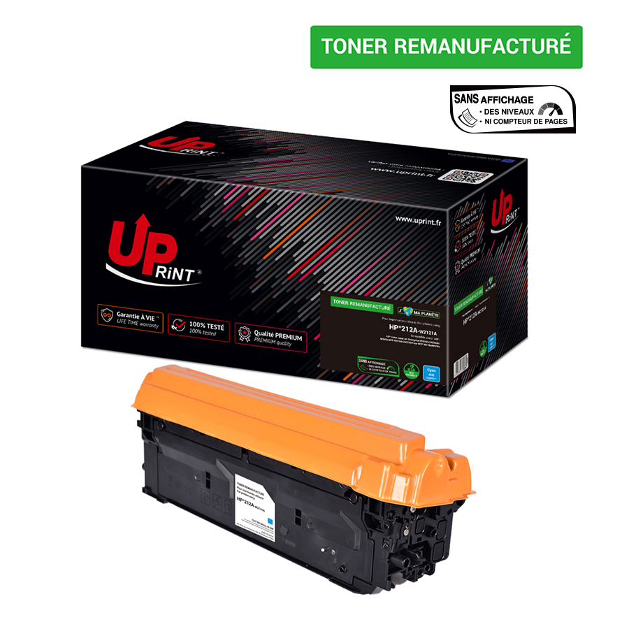 Uprint toner remanufacturé HP 212A puce origine sans niveau remplace W2121A Cyan