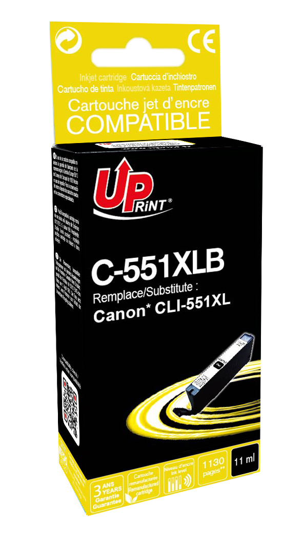 Uprint cartouche remanufacturée CANON CLI551XL remplace 6443B001 Noir
