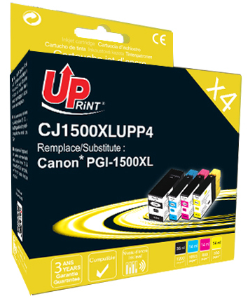 Uprint PACK 4 cartouches compatible CANON PGI1500 XL remplace 9182B004 N/C/M/J