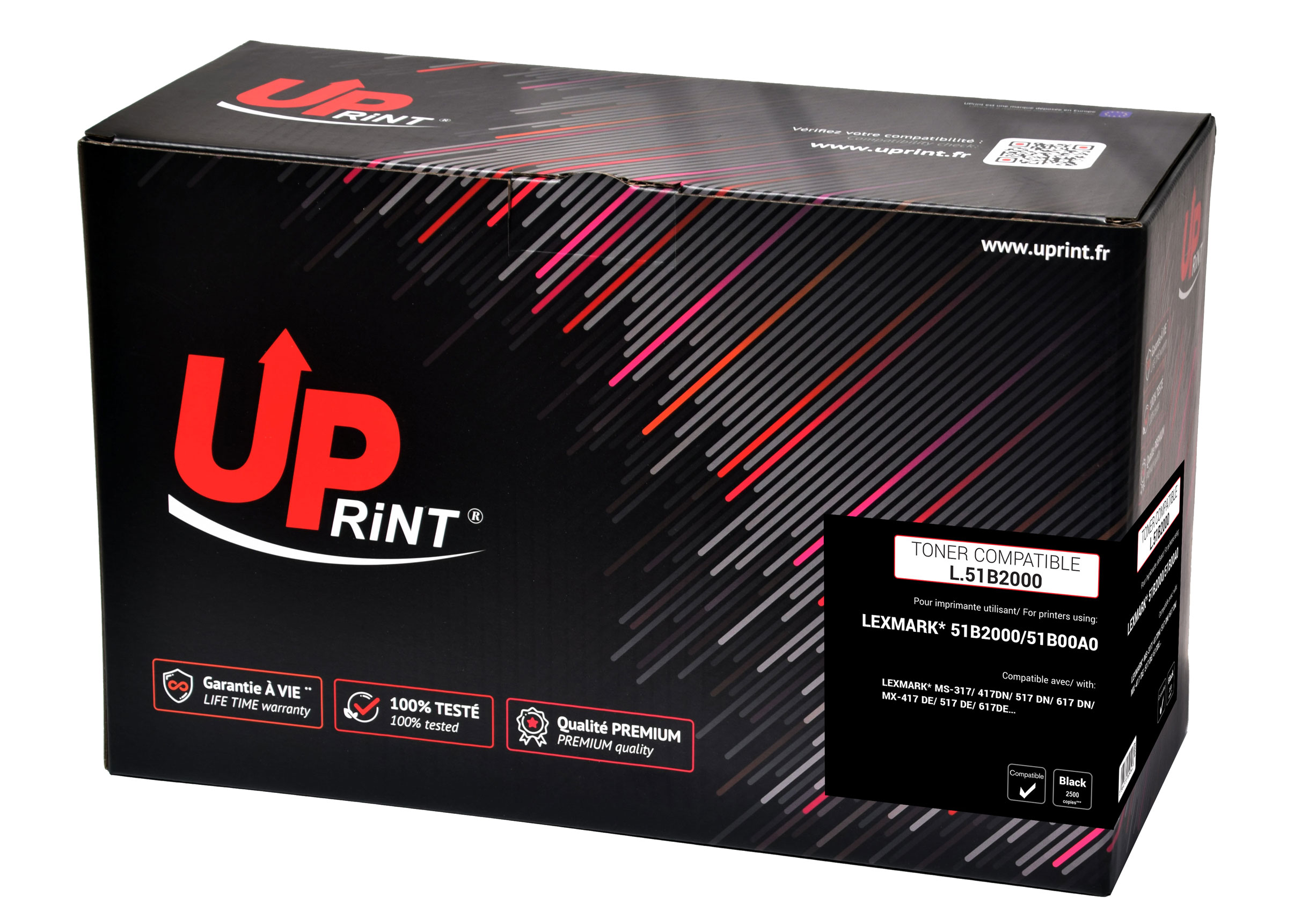 Uprint toner remanufacturé LEXMARK 51B2000 remplace 51B2000/51B00A0