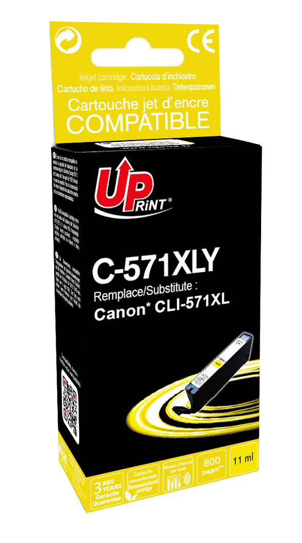Uprint cartouche remanufacturée CANON CLI571XL remplace 0334C004 Jaune