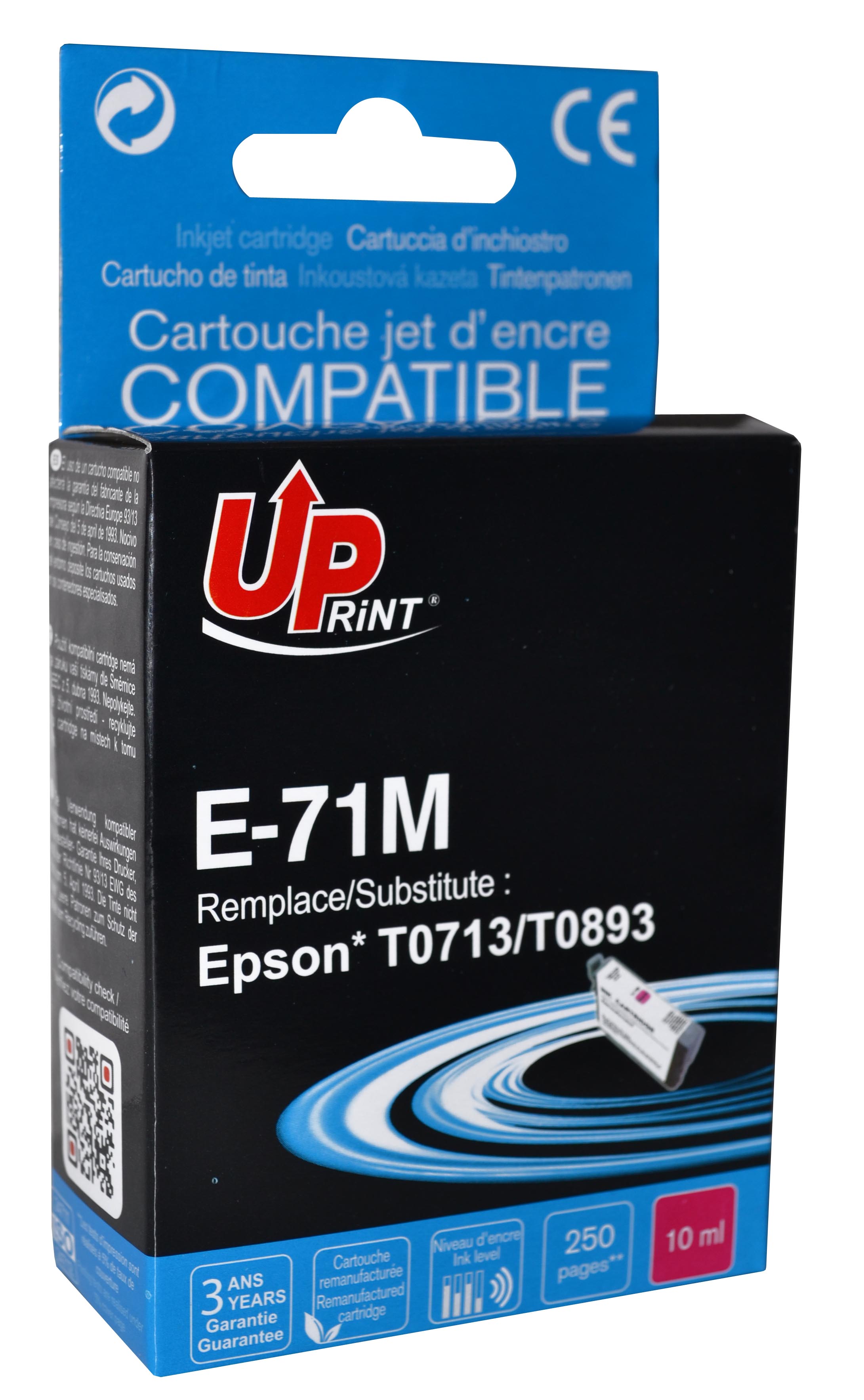 Uprint cartouche remanufacturée EPSON T0713 remplace C13T07134012 Magenta