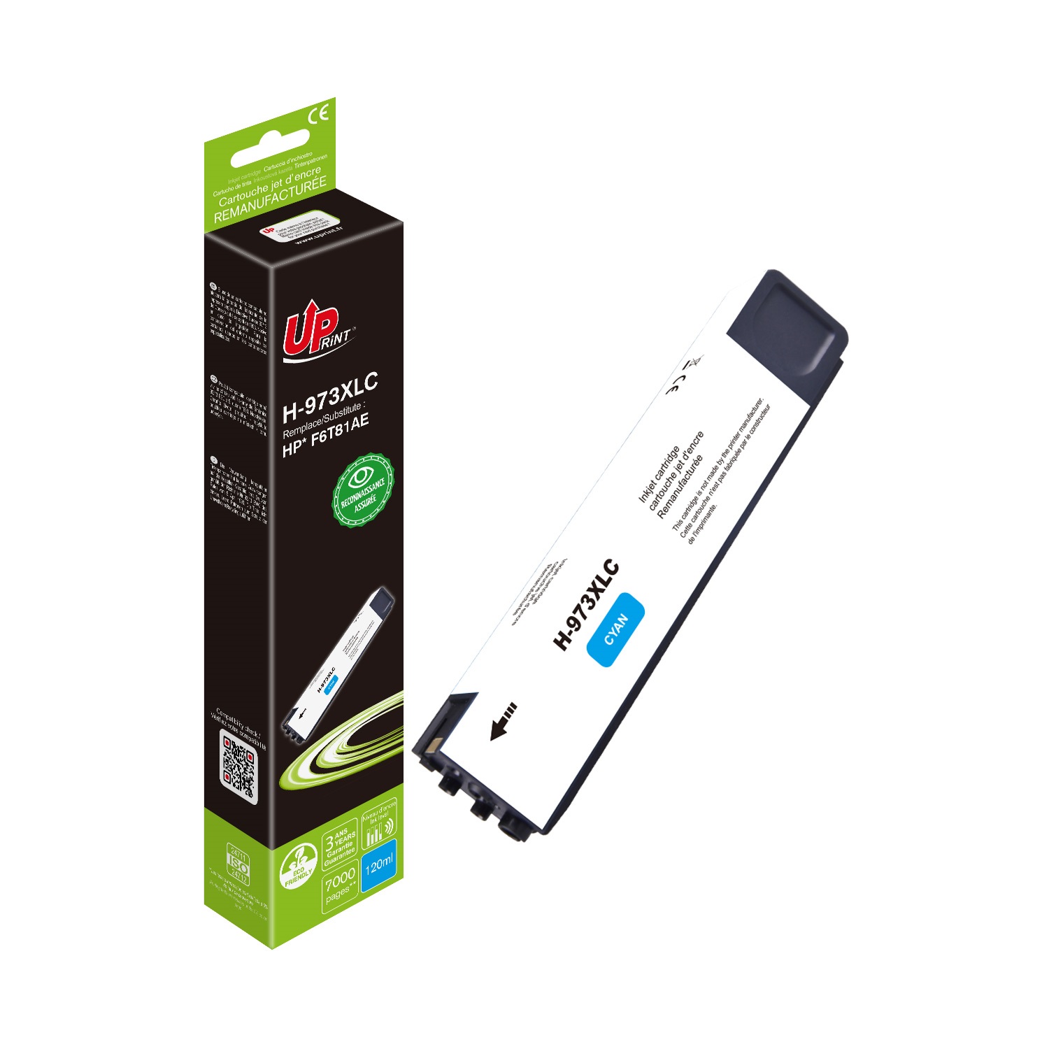 Uprint cartouche remanufacturée HP 973XL NEW GENERATION remplace F6T81AE Cyan