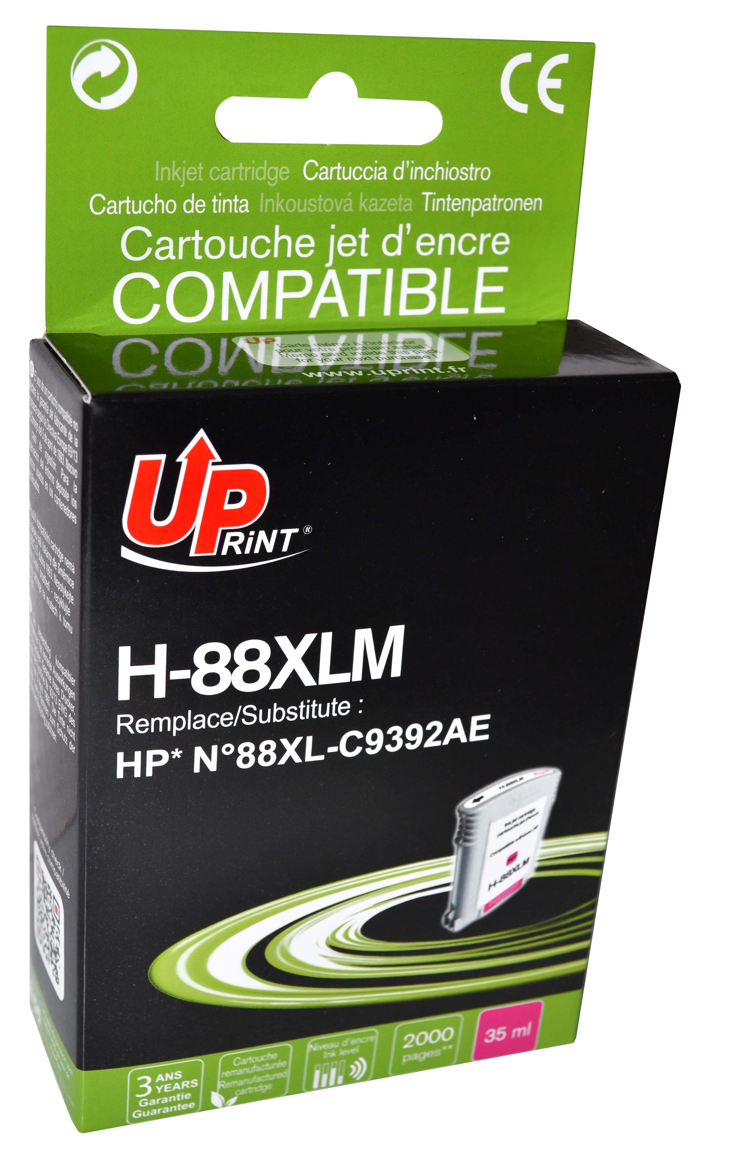 Uprint H-88XLM M cartouche compatible avec HP N°88XL - C9392AE