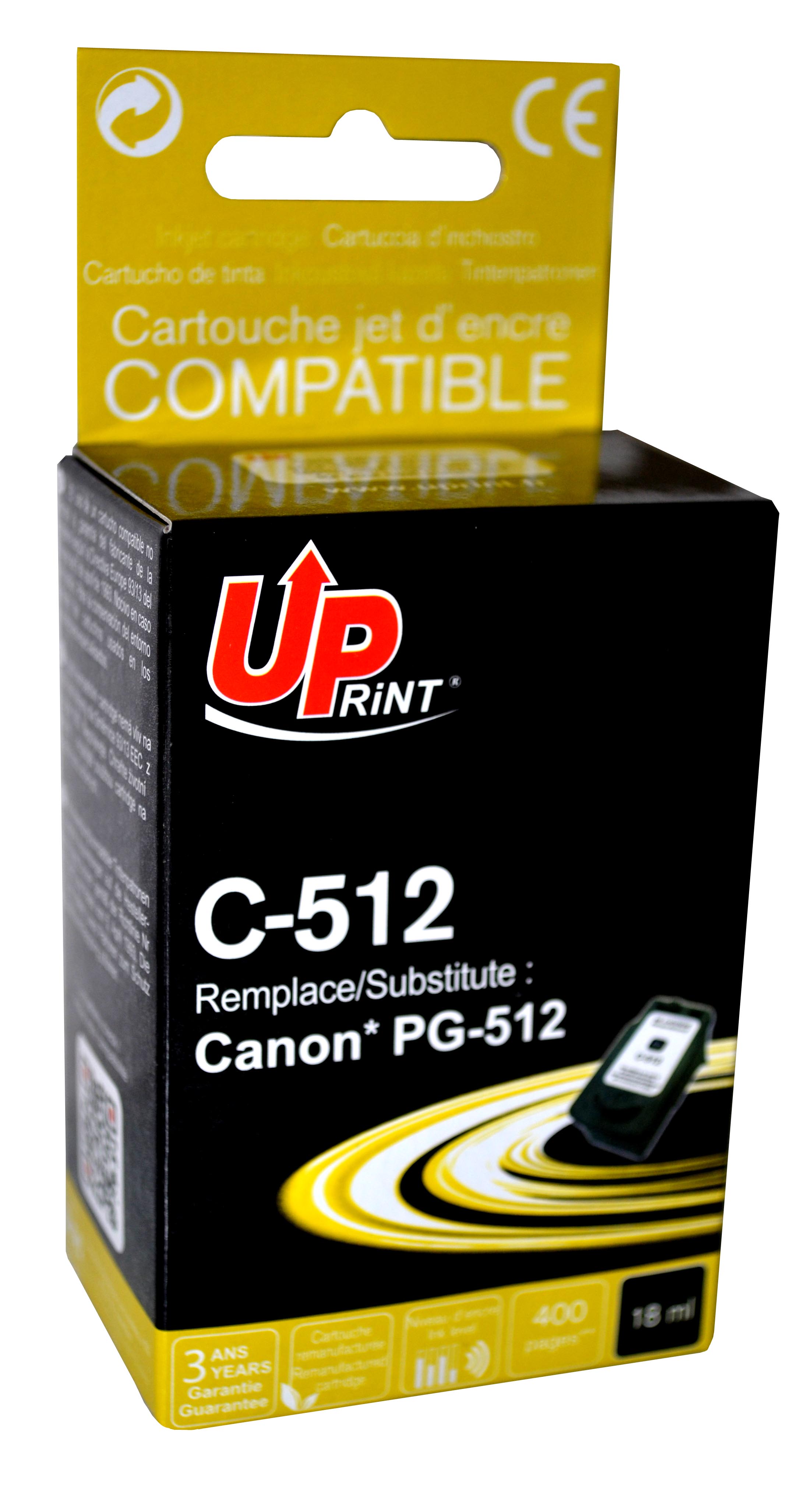 Uprint cartouche remanufacturée CANON PG512 remplace 2969B001 Noir