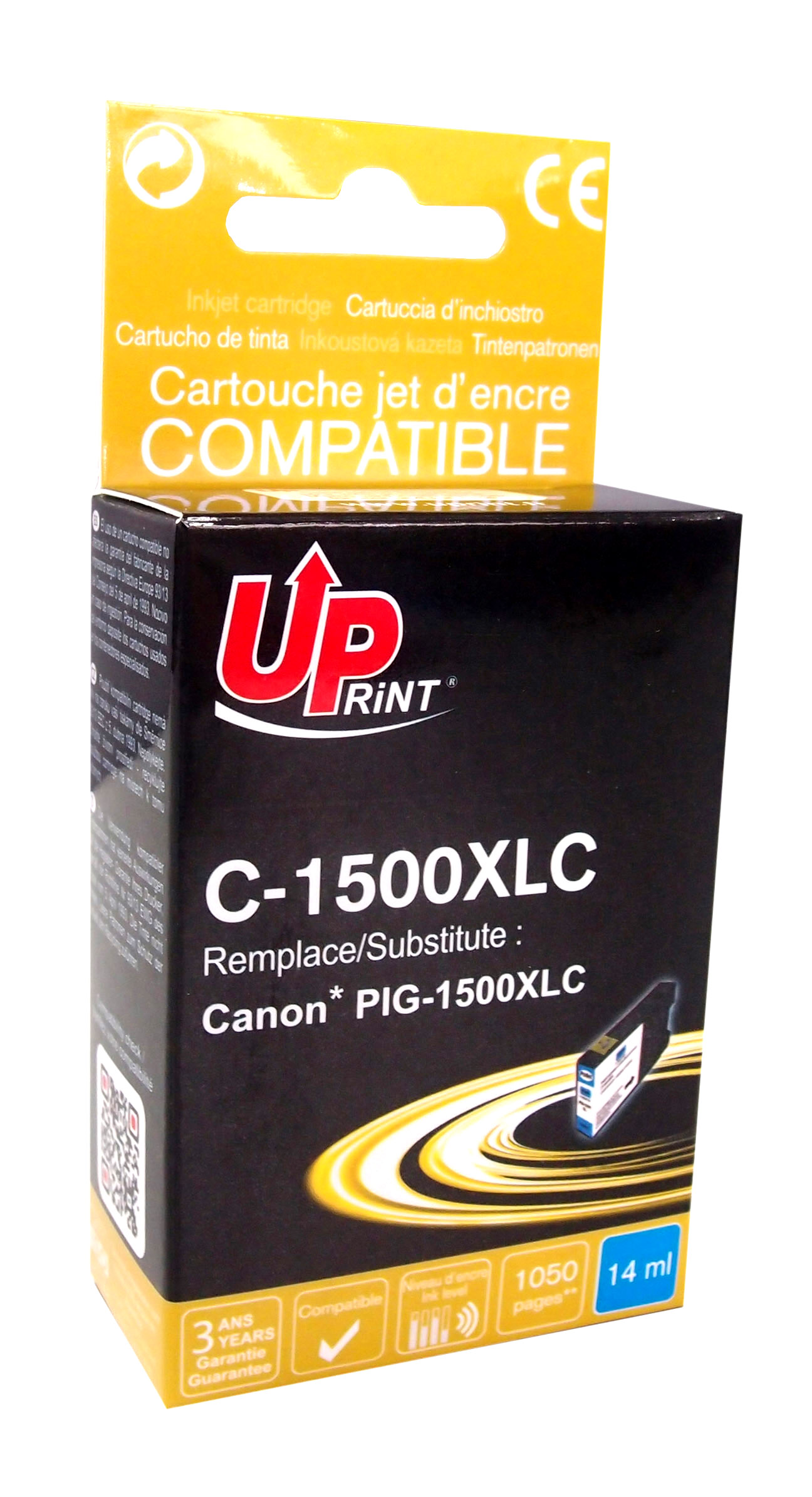 Uprint cartouche compatible CANON PGI1500 XL remplace 9193B001 Cyan