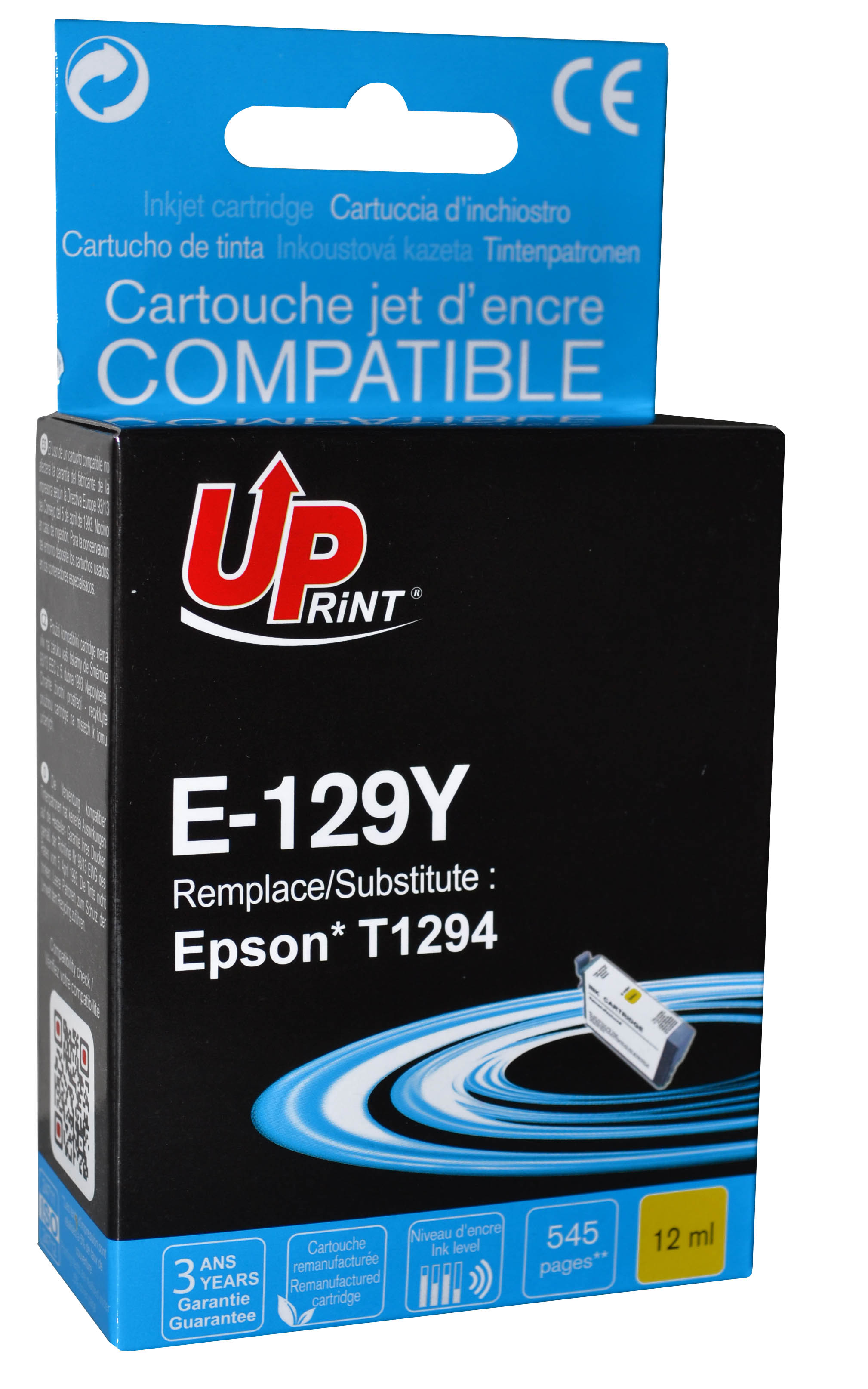 Uprint cartouche remanufacturée EPSON T1294 remplace C13T12944011 Jaune