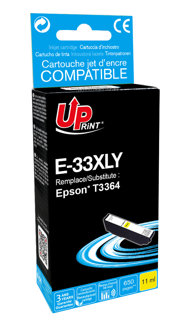 Uprint cartouche remanufacturée EPSON 33XL remplace C13T33644012 Jaune