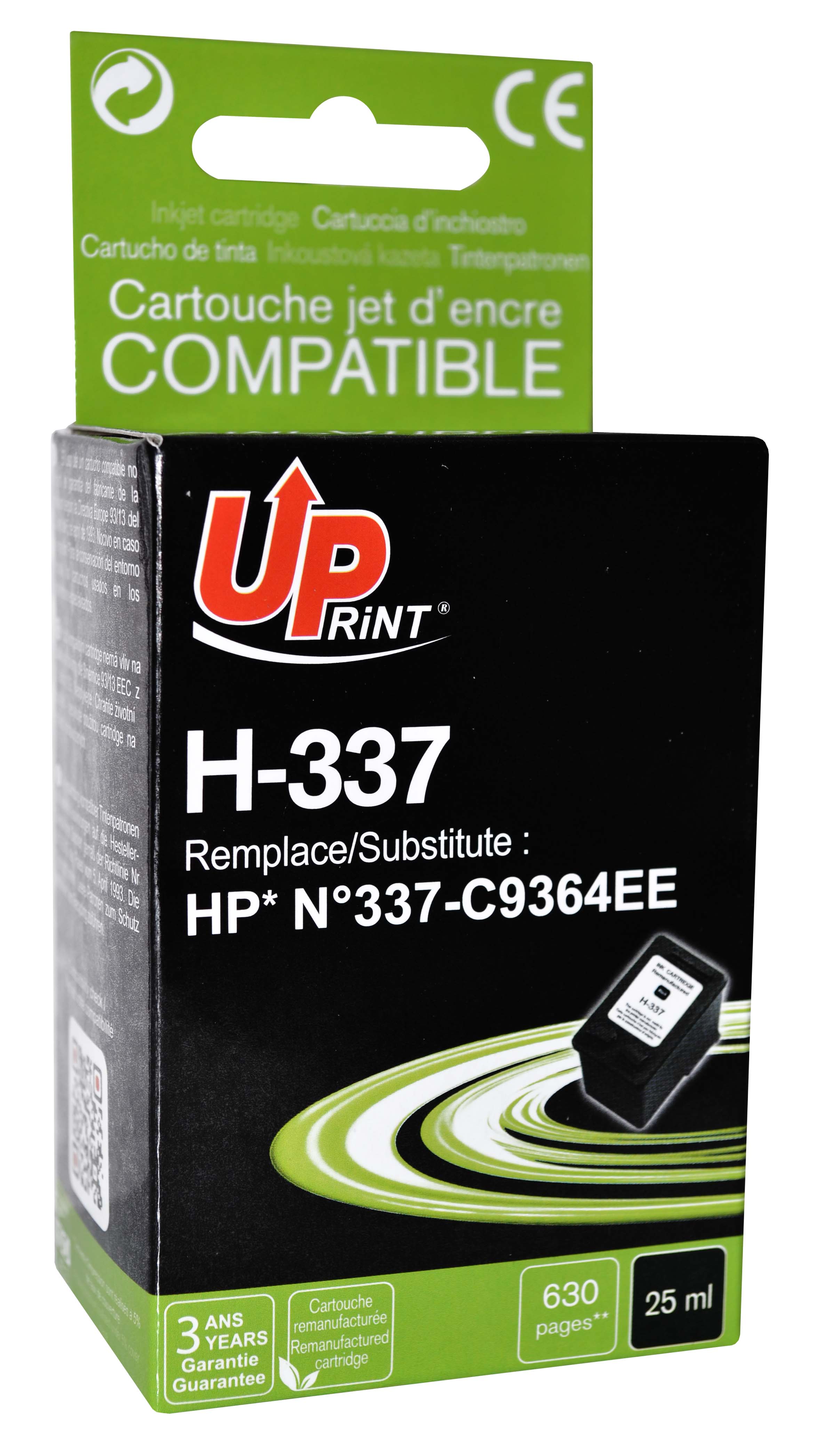 Uprint cartouche remanufacturée HP N°337 remplace C9364EE Noir