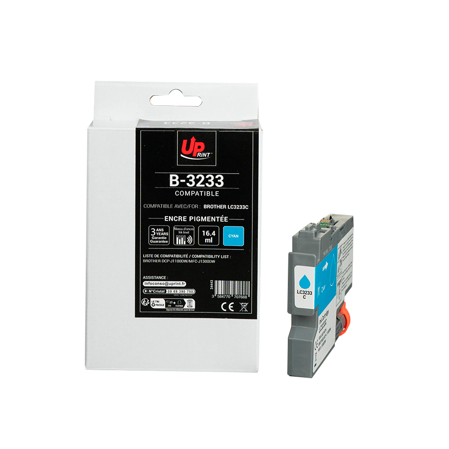Uprint cartouche compatible BROTHER LC3233C Cyan