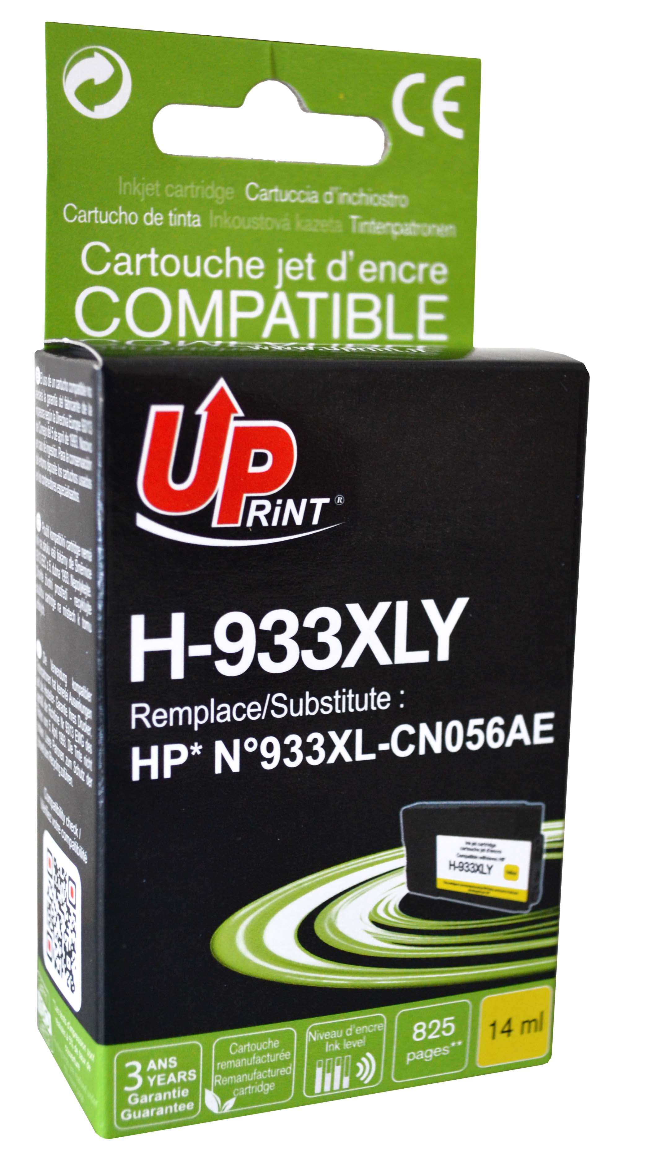 Uprint cartouche remanufacturée HP N°933XL remplace CN056A Jaune